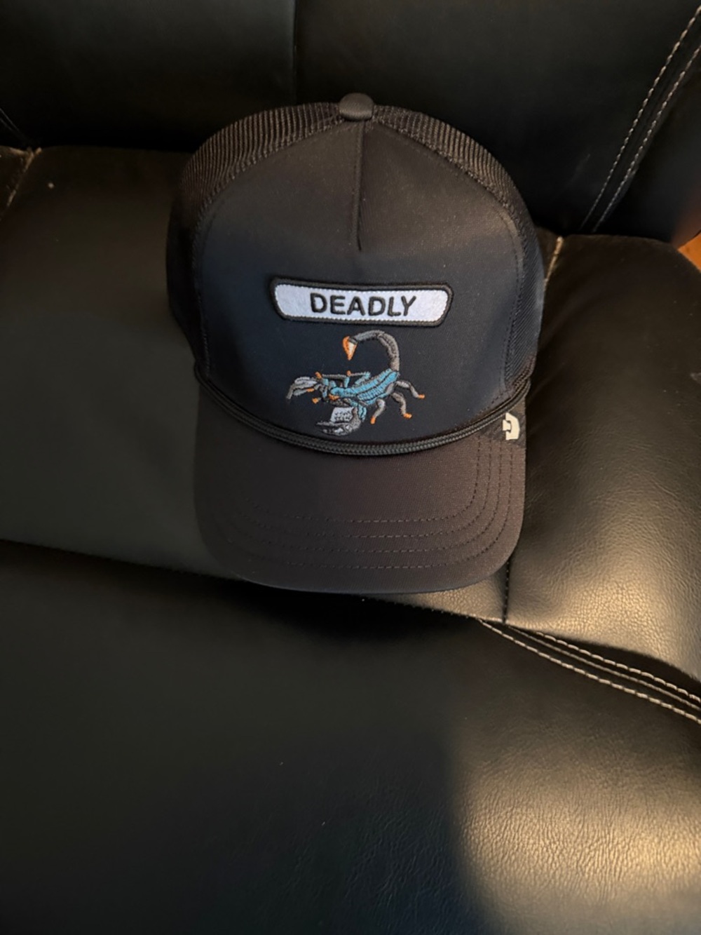 Deadly Scorpion Patch Black Trucker Hat